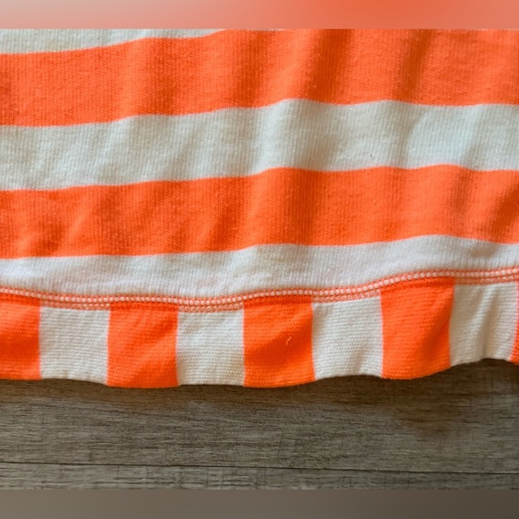 West We Surf Orange & Beige Striped V Neck Long Sleeve Pull Over Top Size 6 - Picture 4 of 8